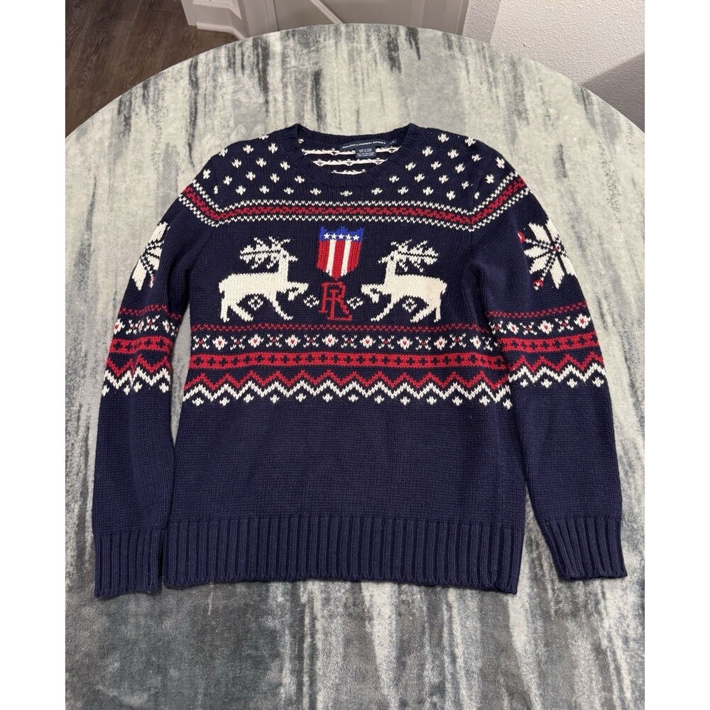 Rare Ralph Lauren Winter Olympic Sweater American USA Flag Size Large !